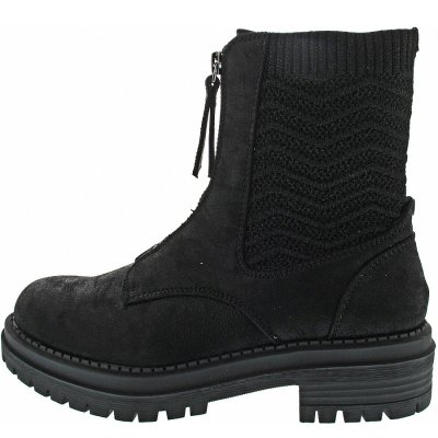 La Strada Stiefelette in black cracked pu + knitte