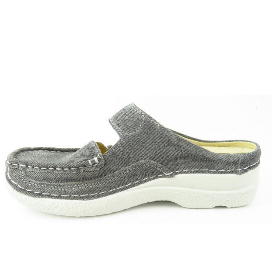 Wolky Roll Slipper grey summer Clogs in grey